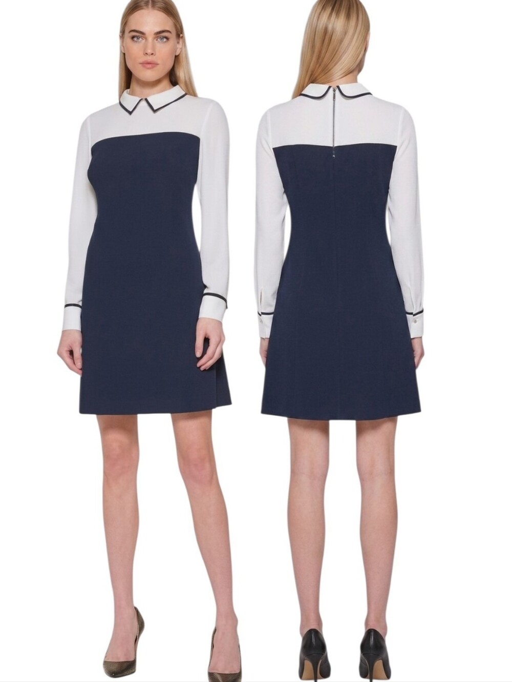 TOMMY HILFIGER Collared Colorblock Sheath Dress - Size 10